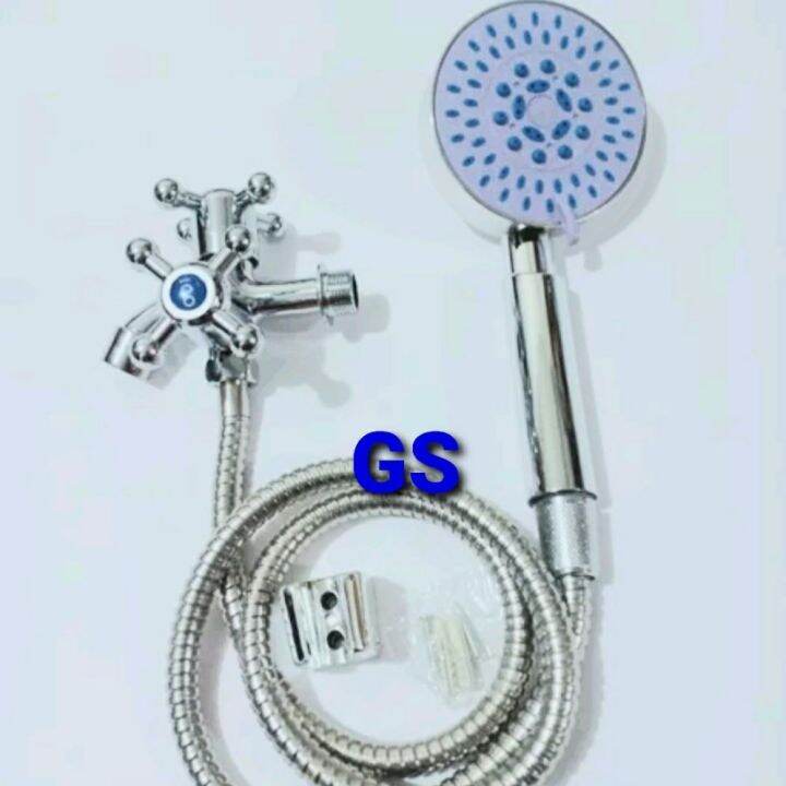 MURAH Paket Komplit Hand Shower Mandi Set 3 Way dan Kran Cabang Double