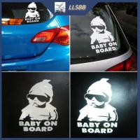 สติกเกอร์ตกแต่งรถรูปลอกไวนิลกันน้ำ LLSBB สะท้อนแสง Baby On Board