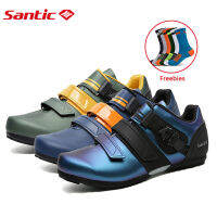 Santic รองเท้าจักรยานที่ไม่มีการล็อคสำหรับผู้ชายพร้อมพื้นรองเท้าที่ระบายอากาศอย่างดี รองเท้าจักรยานมืออาชีพที่ไม่มีการล็อคสำหรับผู้หญิง WS21034