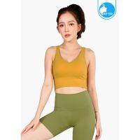 IBY - Yoga Sport Crop With Bra Focus - Yellow Mustard เหลืองมัสตาร์ด