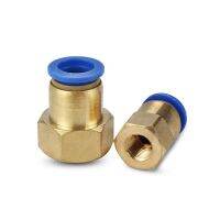 Plastic Brass PCF Series Female Thread Pneumatic Fitting 4/6/8/10/12mm Straight Element One Touch Push Blue Air Quick Connector