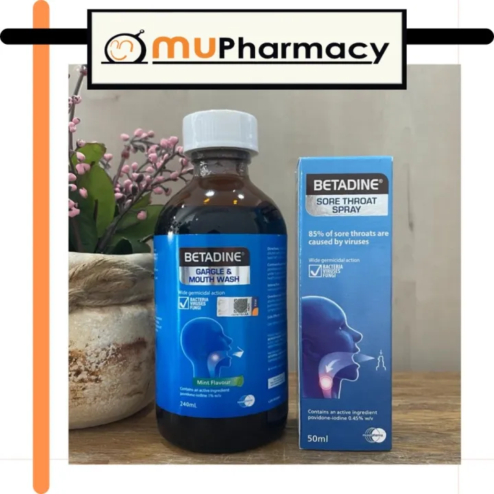 Mouthwash Betadine Gargle Mouth Wash 240ML/Sore Throat Spray 50ML Lazada