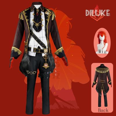 Genshin Impact Diluke Cosplay Costume Uniform Wig Anime Halloween High-Quality Costumes For Men Game