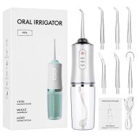 ZZOOI Oral Irrigator 3 Mode USB Rechargeable Dental Water Flosser Waterproof Dental Water Jet Tips 240ML Water Tank Teeth Cleaner