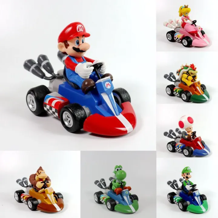 flash sales Super Mario Pull Back Car Toys Kart Princess Peach Figure