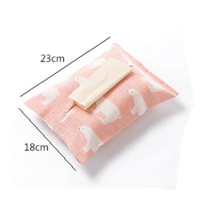 Linen Tissue Box Cartoon Flamingo and Polar Bear Cloth Napkin Tissue Box