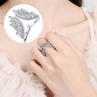 OKANEM 1pc Bracelet or2pcs Ring เครื่องประดับอัญมณีอัญมณี ชุดแหวนกำไลข้อมือ รูปร่างปีก สีขาวขาว กำไลข้อมือกำไลข้อมือ แฟชั่นสำหรับผู้หญิง ดีไซน์ปีกนางฟ้า สร้อยข้อมือคริสตัลหยดน้ำเพทาย สำหรับผู้หญิง