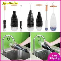 JIYAN2866 เครื่องมือทำความสะอาดห้องครัว แปรงขวดโซดาสตรีม การกำจัดฝุ่น ถ้วยขวดแก้วไวน์ แปรงทำความสะอาด ที่มีคุณภาพสูง มีด้ามจับไม้บีช เหยือกแก้วทำความสะอาด บ้านในบ้าน