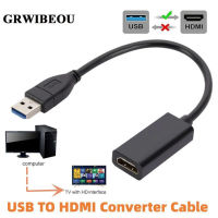 GRWIBEOU อะแดปเตอร์ที่รองรับ USB เป็น HDMI USB 2.0เป็น HDMI สำหรับจอภาพหลายจอ1080P เข้ากันได้กับ Windows Xp 7810