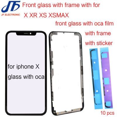 10Pcs 4 in 1 Front Screen Replacement For 12 11 Pro XR XS Max Outer Glass Panel with Frame Bezel &amp; OCA &amp; Adhesive