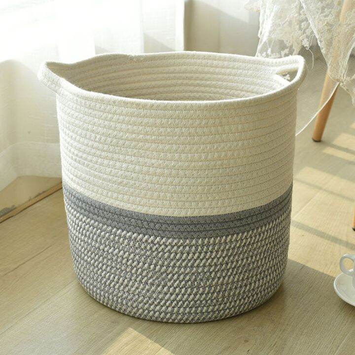 hand-woven-storage-basket-cotton-rope-storage-bucket-desktop-stand-laundry-baskets-container-home-decoration-flower-pot