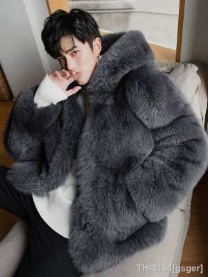 ✟ gsger Inverno estilo clássico macio quente casaco de pele do falso manga longa plus size designer roupas streetwear masculino jaqueta macia 2022 z67