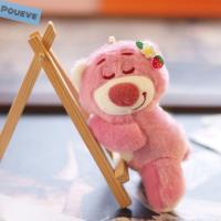 เครื่องประดับเป้สะพายหลังการ์ตูนสีชมพู POUEVE Lotso ตุ๊กตาหนานุ่มผู้หญิงกระเป๋าหมีพวงกุญแจตุ๊กตาพวงกุญแจเสน่ห์เคสมือถือ