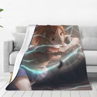 Misaka Mikoto Anime Flannel Throw Blankets Toaru Kagaku no Railgun Blankets for Sofa Outdoor Super Warm Bedspread