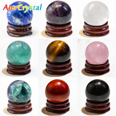 Natural Crystal Ball Rose Quartz Polished Reiki Healing Lazuli Amethyst Stone Sphere Desk Home Decor Crystal Ball Souvenirs 1pc