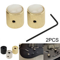 2Pcs โลหะ Top Volume Tone ปุ่มควบคุมสำหรับกีตาร์ไฟฟ้าเบสพร้อมประแจปรับสีดำ Silver Gold Volume Buttons