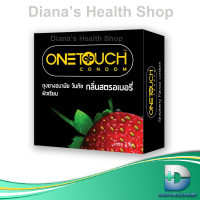 Onetouch Strawberry วันทัช ถุงยางอนามัย กลิ่นสตรอเบอร์รี่ ผิวเรียบ (3 ชิ้น) ขนาด 52 มม.  1 Box