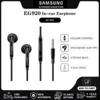 หูฟัง Samsung Headset AKG หูฟังซัมซุง EG920 Full Bass Earphone เบสหนัก หูฟังแบบสอดหู 3.5mm Edition Wired In-Ear Headphone 3-Button พร้อมไมค์ การควบคุมระดับเสียง for S10 S9 S8 S6 A30 A50