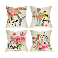 Spring Pillow Covers 18X18 Set of 4, Farmhouse Throw Pillow Covers, Home Couch Decor