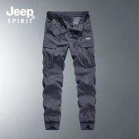 JEEP SPIRIT กางเกงกันเปื้อนแห้งเร็วของผู้ชาย,กางเกงหลายกระเป๋าทรงหลวมแห้งเร็วกางเกงกีฬาผู้ชายใส่กลางแจ้ง