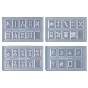 Silicone Mahjong, fundição resina epóxi Mahjong chinês, 2 peças moldes  silicone para conjunto jogos Mahjong para projetos artesanato DIY, enfeites