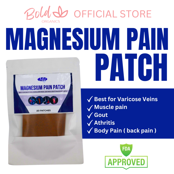 BOLD ORGANICS MAGNESIUM PAIN PATCH 20 PATCHES BACK PAIN HEAD ACHE