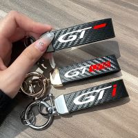 □ For GT LINE Sportage Peugeot GT GTLine Keychain Carbon Fiber Car Zinc Alloy Keyrings Luxury Car Accessories