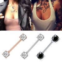 SUJING แฟชั่น Rhinestone Barbell สแตนเลสเครื่องประดับแบบเจาะคริสตัลเล็บ