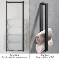 ✿۩۩ Towel Holder Wall Mount Stainless Steel Black Bathroom Towel Rack Outdoor Towel Storage Towel Shelf Wall Towel Rack For Hotel