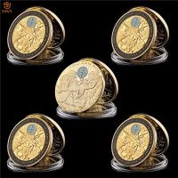 5Pcs/Lot USA Skull Sniper Gun Gold Plated Color Military Commemorative Coin Collection