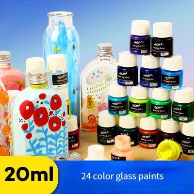 20ml Glass Painting Acrylic Paint 24 Colors Hand-painted Ceramic Stone Sun-resistant Water-based Pigment Art Supplies