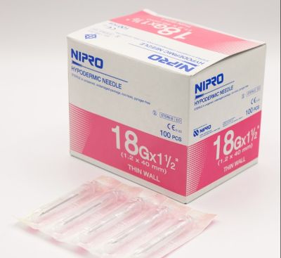 เข็ม Nipro 18g*1 1/2 ยกกล่อง 100ชิ้น พร้อมส่ง