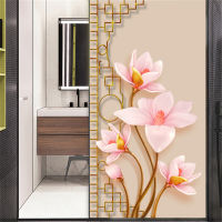 Privacy Window Film Opaque No-Glue Flower Pattern Decorative Glass Covering Static Cling Frosted Window Stickers for Home Decor