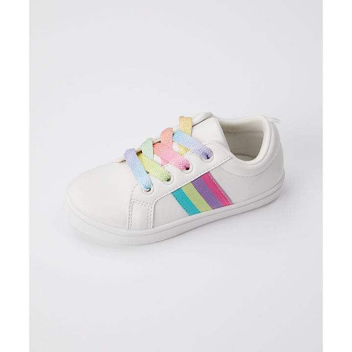 รองเท้าผ้าใบเด็ก-mothercare-white-rainbow-trainers-yd019