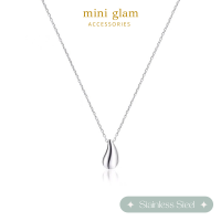 Miniglam Toby Silver Teardrop Pendant Necklace สร้อยคอสเตนเลสสตีลจี้ทรงหยดน้ำสีเงิน