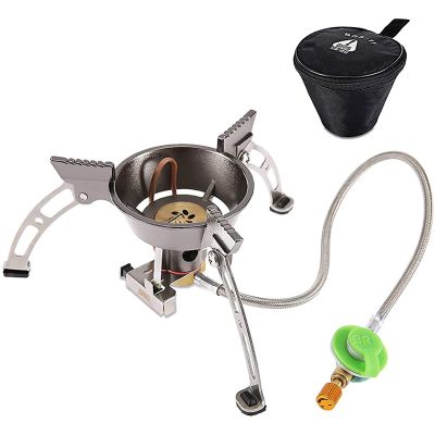 BRS Windproof Camping Gas Stove,3240W Portable Foldable Butane/Propane Backpacking Stove with Piezo Ignition
