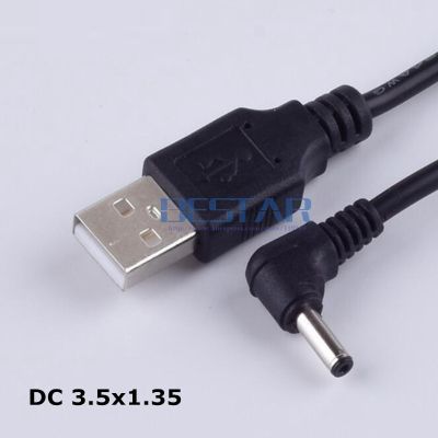Black DC power plug USB convert to 3.5*1.35mm/DC 35135 L Shape Jack 3.5 mm x 1.35 mm 3.5x1.35mm right angle charging cable 1m Fishing Reels