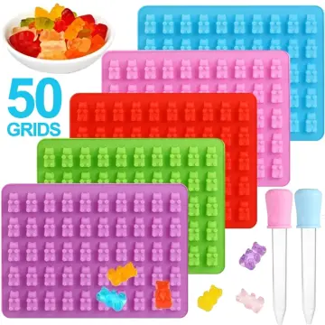 50 Grids Gummy Bear Mold With Dropper Silicone Chocolate Mold Fondant  Chocolate Candy Maker Moulds Diy Baking Decorating Tools
