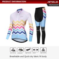 AIPEILEI Women Cycling Jersey Long Sleeve Set MTB Road Bike Cycling Shirt and Pants Riding Sportswear Breathable