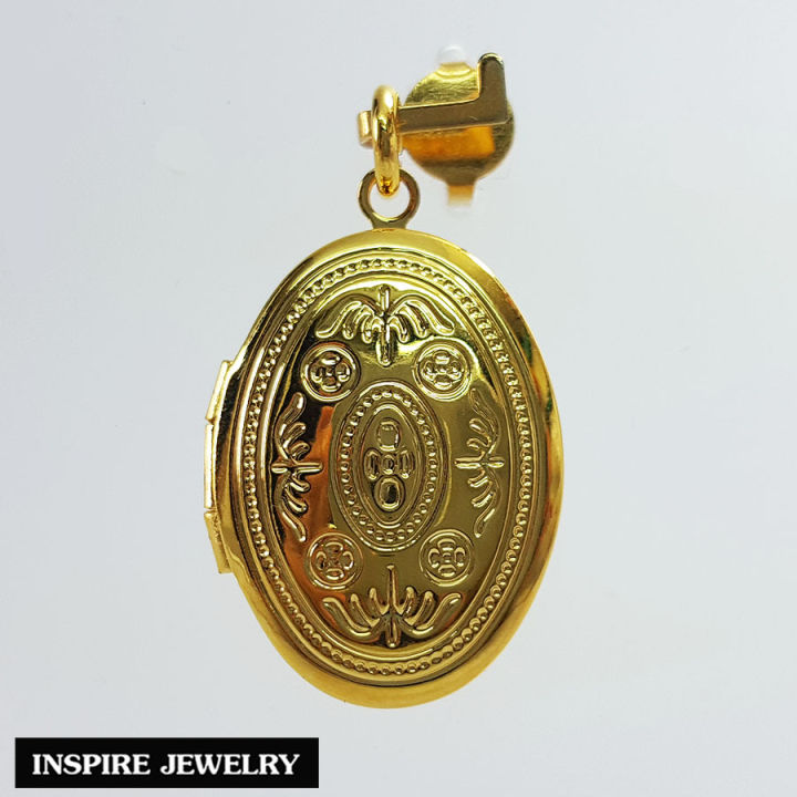 inspire-jewelry-จี้ล็อกเก็ต-ขนาดเล็ก-2cm-พร้อมสร้อยคอทอง-ขนาด17-นิ้ว-ตัวเรือนหุุ้มทอง-24k-เปิดปิด-ใส่รูป-พร้อมกล่องทอง