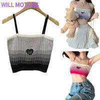 Will Motors เสื้อกล้ามถักผู้หญิง,เซ็กซี่เสื้อมีรูกลวงรูปหัวใจเข้ารูปเสื้อเอวลอยเข้ารูปสีตัดกันเสื้อตัวสั้นสุดๆสำหรับฤดูร้อน