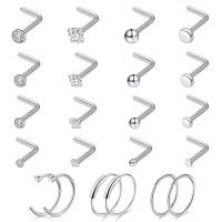 Stainless steel 22PCS nose ring nail surgical steel nose piercing kit hypoallergenic nose piercing jewelry 20-gauge nose nail