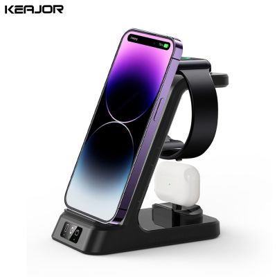 Wireless Charger 3 in 1 For iPhone 14 13 12 Pro Max 15W Qi Fast Charging Dock Station For Apple Watch Series 8 7 Chargers Stand