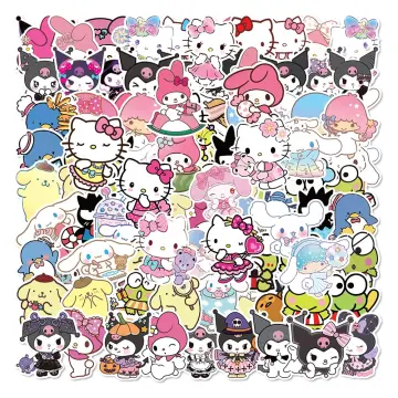 100pcs Mixed Cartoon Sanrio Stickers Cute Hello Kitty Cinnamoroll Kuromi My  Melody Waterproof Sticker Decals for Kids Toys