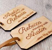 Wooden luggage tags, personalized wood tags, wedding gift idea, travel tags, suitcase tag