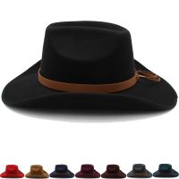 [Hana Clothing Store] หมวกกันแดดขอบกว้างปานามาหมวกคาวบอยตะวันตกผู้ชายผู้หญิงหมวก Fedora หมวกสักหลาดแนวแจ๊สท่องเที่ยวกลางแจ้ง Sombrero ขนาดปาร์ตี้7 1/4สหราชอาณาจักร L