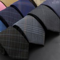 ☈ Mens Ties Jacquard Woven Striped Plaid Necktie 7cm Polyester Male Narrow Wedding Tie Skinny Tuxedo Suit Shirt Accessory Gift