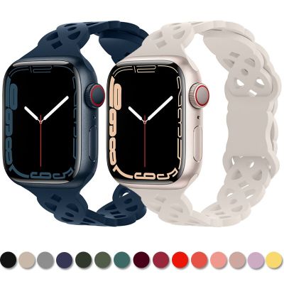 สายซิลิโคนสำหรับ Apple Watch 44มม. 40มม. 45มม. 41มม. 42มม. 38มม. 44มม. 49มม. อุปกรณ์เสริมสร้อยข้อมือสำหรับ I Watch Serie 8 Ultra 5 4 3 6 SE 7