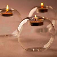 【YF】 European Exquisite Round Hollow Glass Candle Holder Wedding Banquet Bar Wax Decoration Ornaments