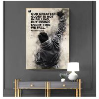 โปสเตอร์สร้างแรงบันดาลใจ Wall Art สำหรับตกแต่งห้องนอน Black White Rocky Balboa Boxing Canvas Printing Liyanhong2